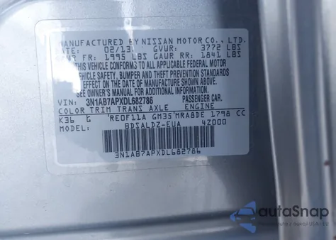 2013 Nissan Sentra Sv z USA, uszkodzony, nr VIN 3N1AB7APXDL682786